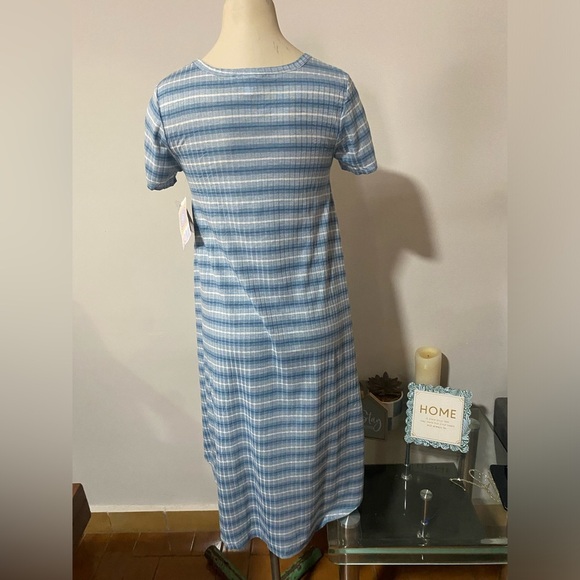 LuLaRoe Blue and White A-Line Midi Dress - Picture 3 of 11